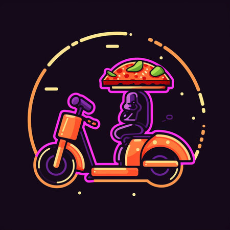 Pizza delivery service. Fast food delivery concept. Vector illustration.の素材