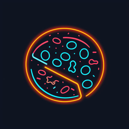 Pizza neon sign. Vector illustration in neon style. food iconの素材