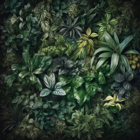 3d rendering of a group of tropical plants in a botanical gardenの素材