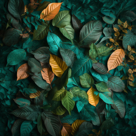Creative layout made of leaves. Flat lay. Nature concept.の素材