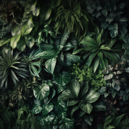 Tropical plants in botanical garden, 3d render illustrationの素材