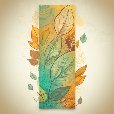 Vintage background with leaves and swirls. Vector illustration for your designの素材