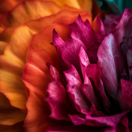 Close-up of orange and pink rose petals. Shallow depth of fieldの素材