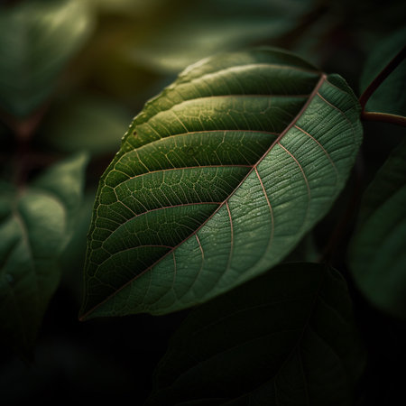 Green leaves background in vintage style. Soft focus. Shallow DOF.の素材