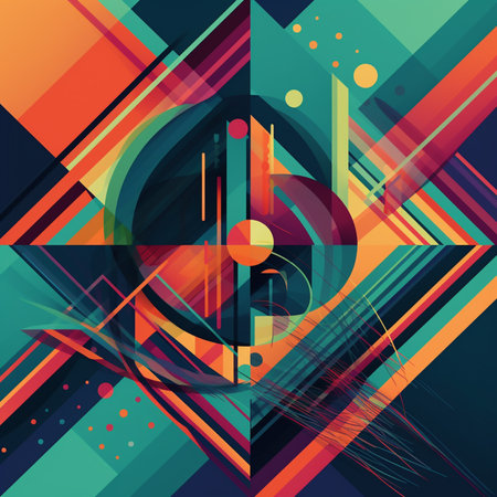 Abstract colorful background with geometric elements. Vector illustration for your design.の素材