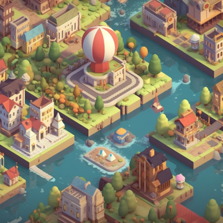 3d isometric city background. City map with buildings and streets.の素材