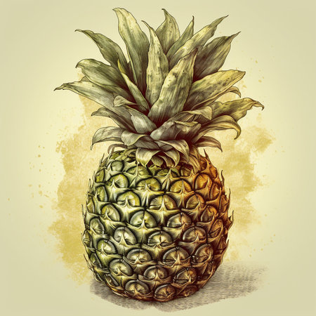 Pineapple in watercolor style. Hand drawn vector illustration.の素材
