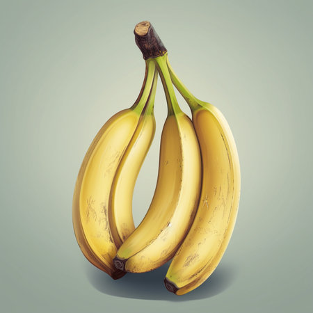 Bunch of bananas isolated on gray background. Realistic vector illustration.の素材