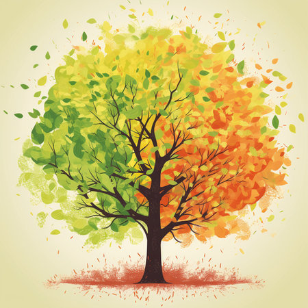 Autumn tree with colorful leaves. Vector illustration. Eps 10.の素材