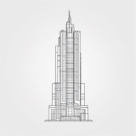 Vector illustration of skyscrapers. Building in a modern style.の素材