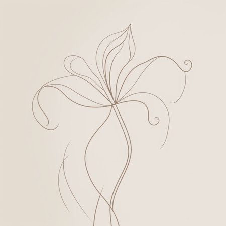 Lily flower on a beige background. Hand drawn vector illustration.の素材