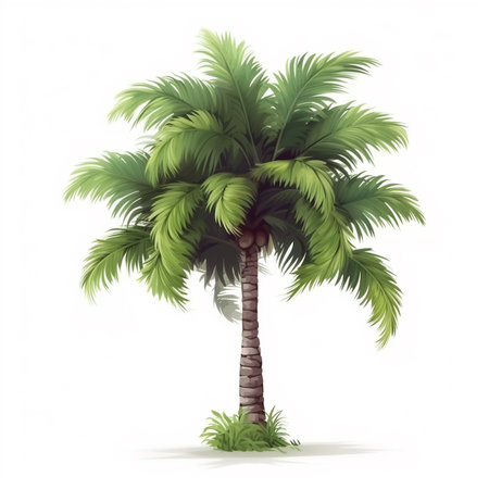 Palm tree isolated on white background. Realistic vector illustration.の素材