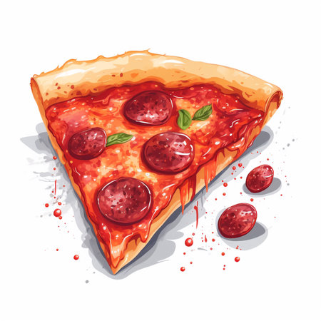 Pizza with pepperoni and mozzarella. Vector illustration.の素材