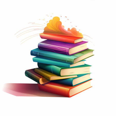 pile of colorful books isolated on a white background. vector illustrationの素材