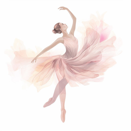 Beautiful ballerina in a pink dress. Vector illustration.の素材