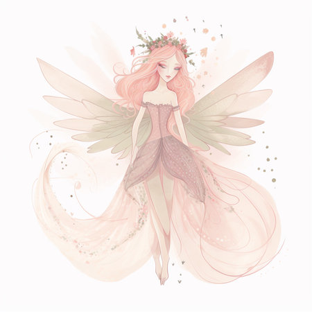 Beautiful fairy with wings and flowers. Vector illustration for your designの素材