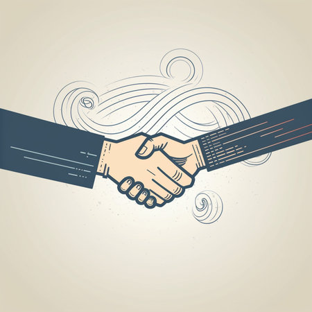 Handshake in vintage style. Business concept. Vector Illustration.の素材