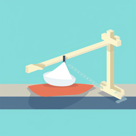 Illustration of a weight scale with a boat on the water.の素材