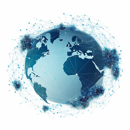 Global network connection. World map on a technological background. Vector illustration.の素材
