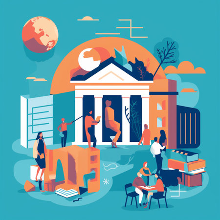 Flat design modern vector illustration concept of bank building and people around.の素材