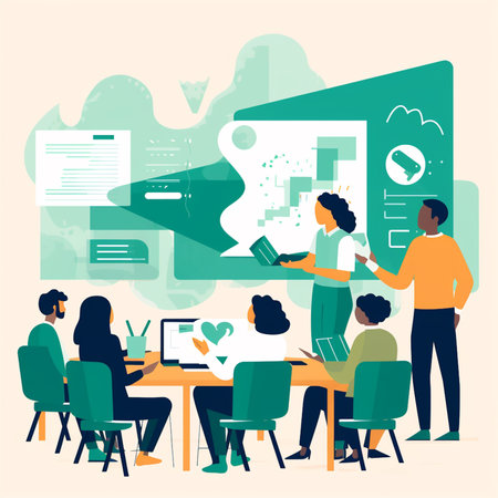 Teamwork concept. Business people work together in office. illustrationの素材
