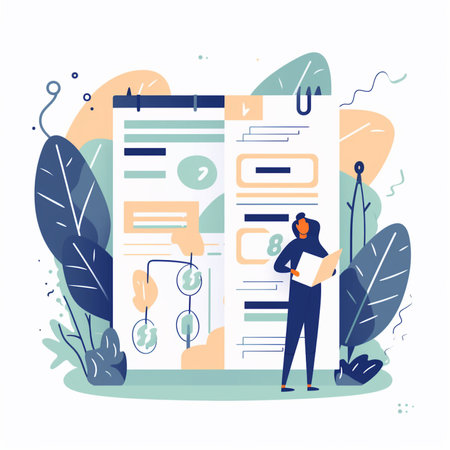 Flat design modern vector illustration concept of business planning, consulting, team work, project management, financial report, project management and strategy.の素材
