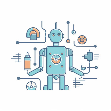 Robot with electronic circuit. Artificial intelligence concept. Vector illustration.の素材