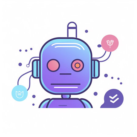 Vector illustration of cute robot. Modern flat line art style design for web, site, advertising, banner, poster, board and print.の素材