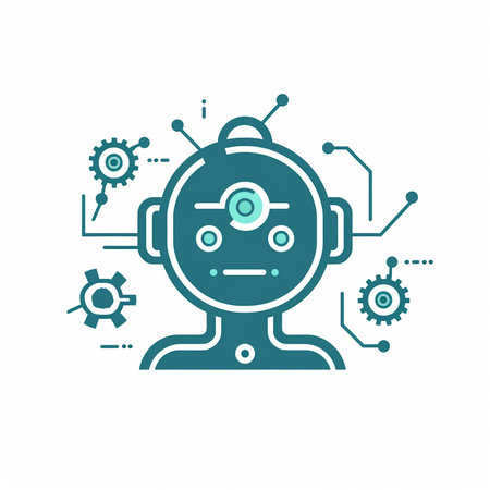 Futuristic artificial intelligence concept. Robot head with gears. illustrationの素材