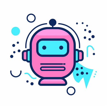 Robot head vector line icon, artificial intelligence and machine learning conceptの素材