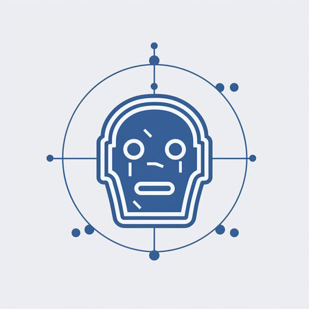 Robot face with emotion. Artificial intelligence concept. Vector illustration.の素材