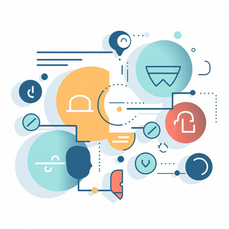 Flat line design vector illustration concept of social media marketing. Modern minimal style.の素材