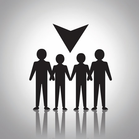 Group of people with an arrow in the center. Vector illustration.の素材