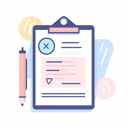 Clipboard with checklist and pen. Vector illustration in flat styleの素材