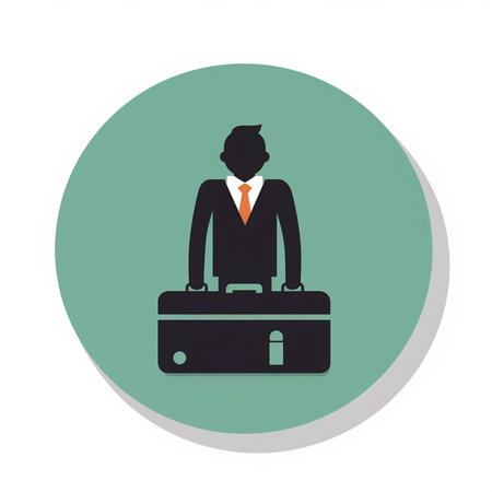 Businessman with briefcase icon. Flat design style eps 10の素材