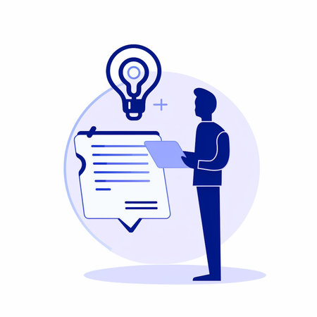 Businessman with paper document and lightbulb. Flat style vector illustration.の素材