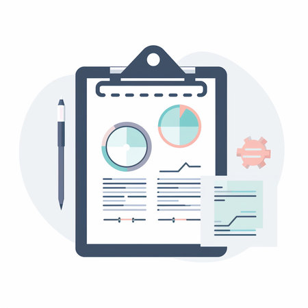 Clipboard with document and pen. Flat style vector illustration.の素材