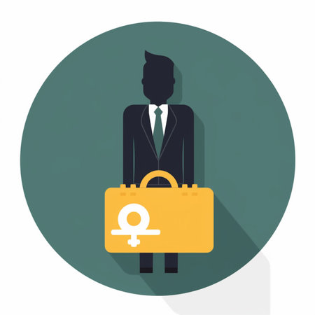 Businessman with briefcase icon. Flat design style eps 10の素材