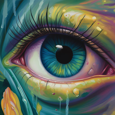 Abstract colorful eye close-up. Colorful background. Digital illustration.の素材