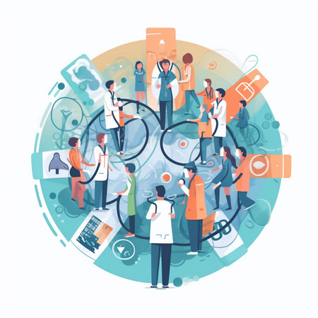 Medical research concept vector illustration. Cartoon flat tiny doctors, scientist, scientist, researcher, surgeon, microbiologist, laboratory assistant.の素材
