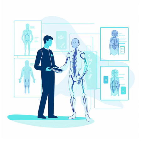 Human body anatomy and medical diagnostics. Vector illustration in flat styleの素材