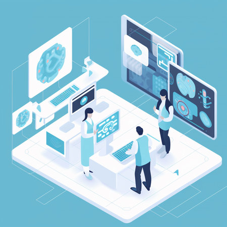 Isometric flat 3D vector concept of healthcare technology and medicine.の素材