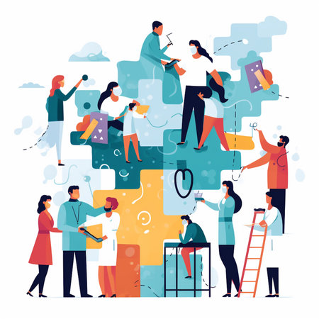 Teamwork, collaboration, partnership, cooperation concept. Vector illustration in flat styleの素材
