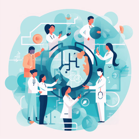 Vector illustration of people in a medical office. Flat-style design.の素材
