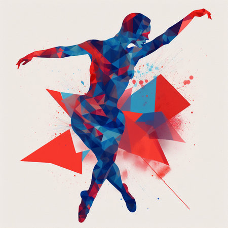 Silhouette of a dancer on abstract background. Vector illustration.の素材