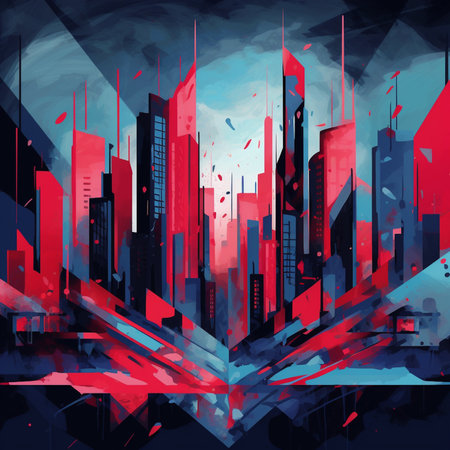 abstract urban background with skyscrapers, vector illustration eps10の素材