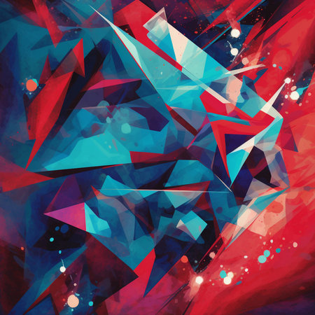 abstract watercolor background with blue and red triangles, vector illustrationの素材