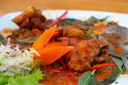 Beautiful arranged Thai food on a plateの写真素材