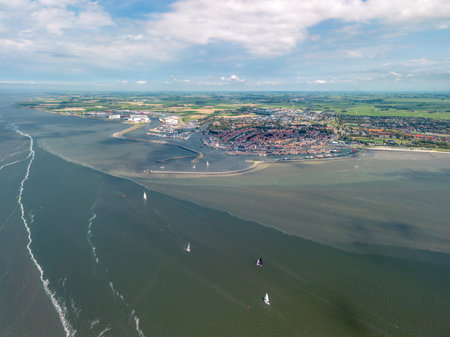 Aerial view of the coast in Schleswig Holstein, Germanyの写真素材