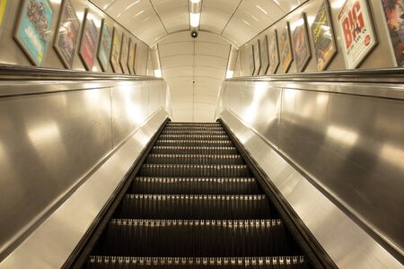 Escalator in London underground, no peopleの写真素材